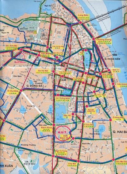 hanoi, نقشه مسیرهای اتوبوس