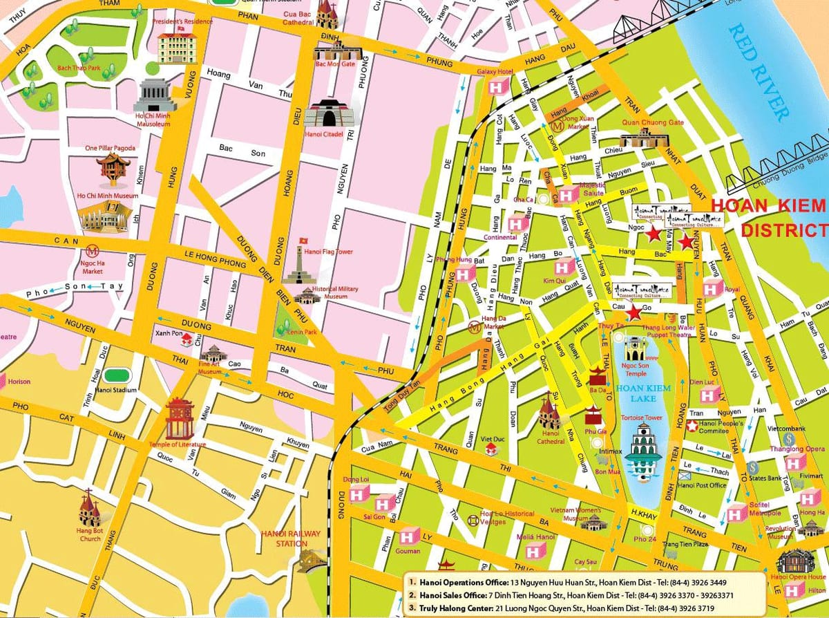hanoi's old quarter, نقشه گردشگری